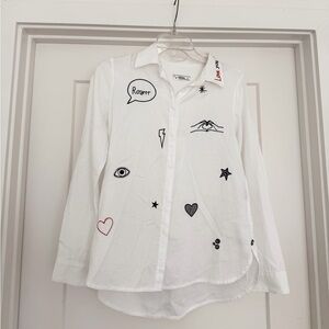 Ottod’Ame White Button-Up Shirt with Graphic Designs